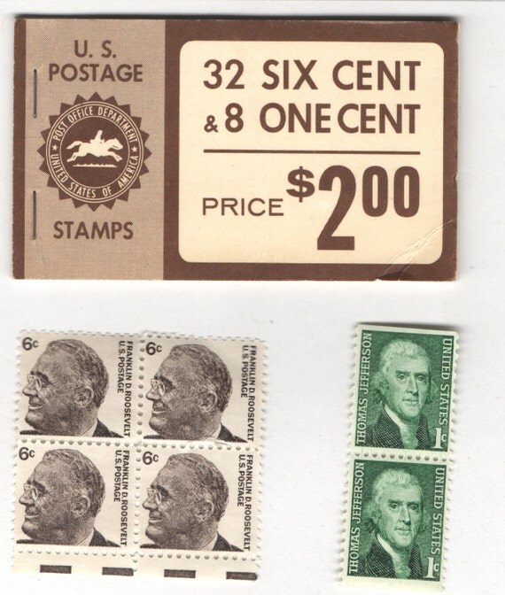 US Postage Stamp Booklet FDR 6c Jefferson 1c by ArdythesOrphans