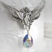 THE GUARDIAN romantic vintage fantasy inspired angel necklace with large Swarovski crystal, free gift boxing