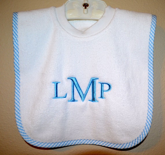 monogrammed bib for baby boy by sewmonogramit on Etsy
