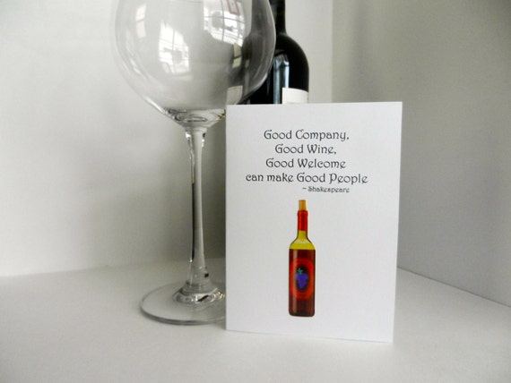 Wine Handmade Greeting Card Perfect For Gifting Wine Thank