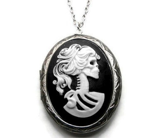 Lolita Skeleton Cameo Locket Large Day of the dead by missbohemia