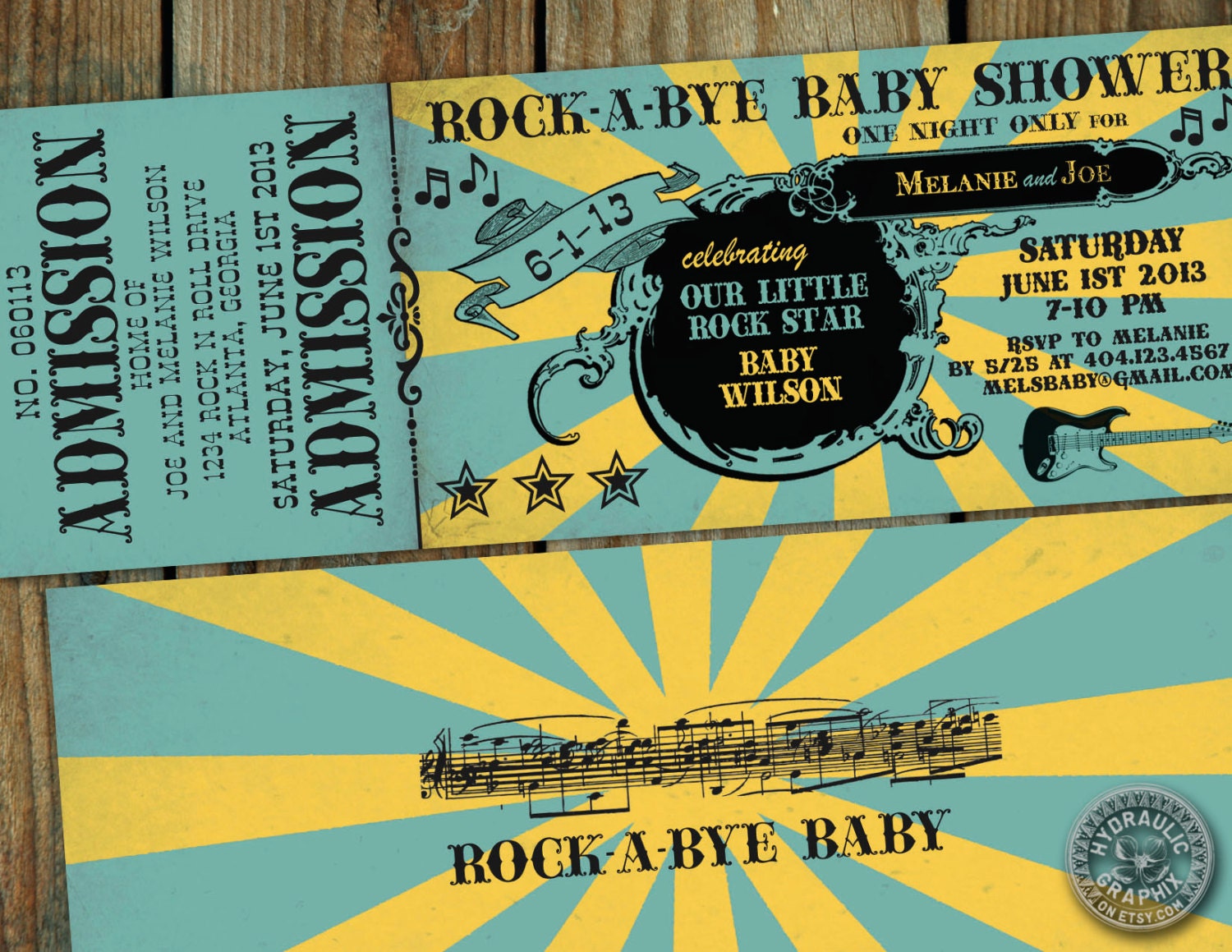 Rock And Roll Themed Baby Shower Invitations 2