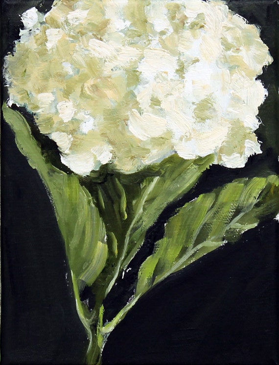 White Hydrangea Still Life Painting, Oil Painting on canvas, Wall 