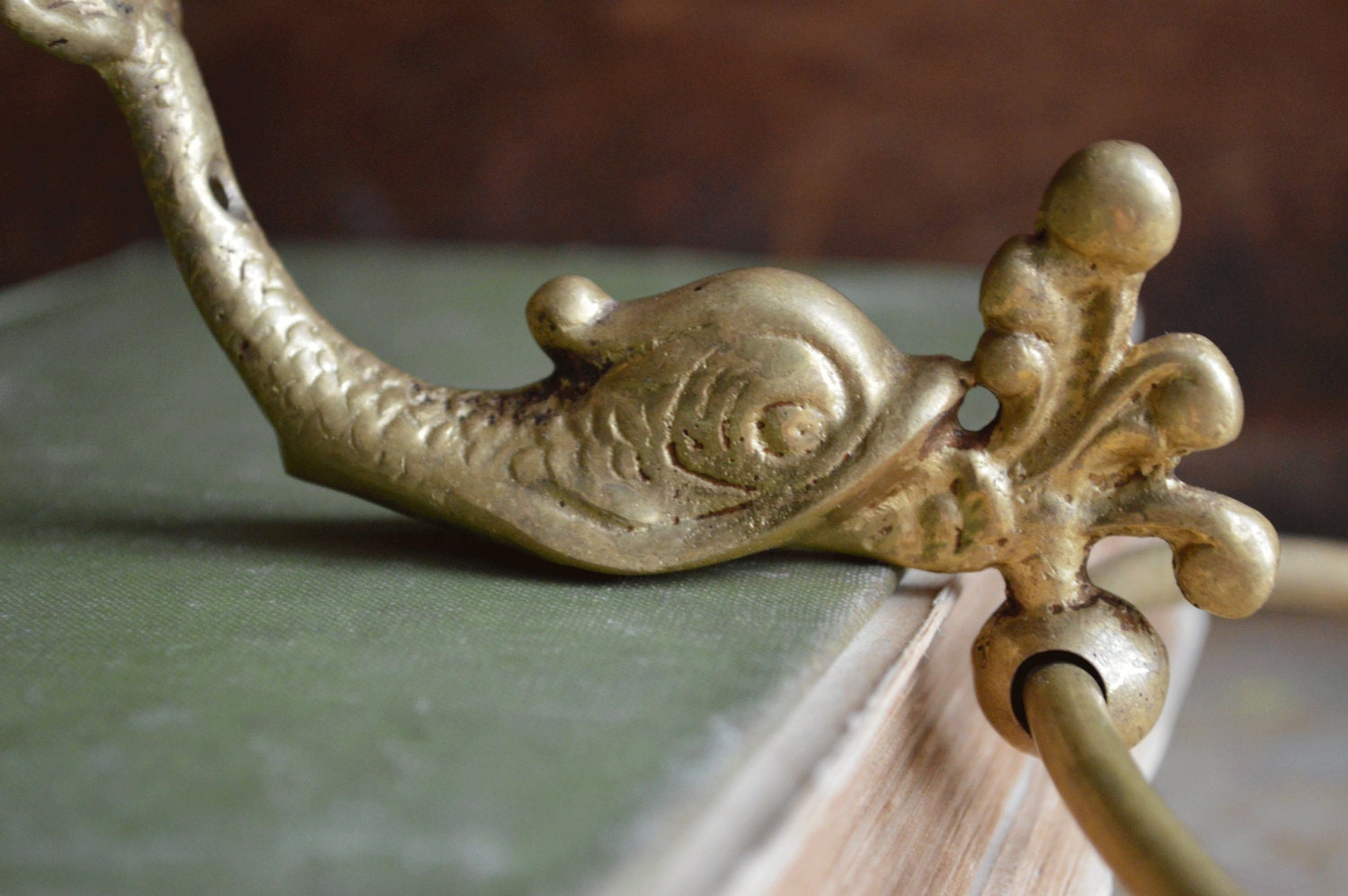 Vintage Brass Koi Fish Bathroom Fixture Towel Rack by Run2theWild