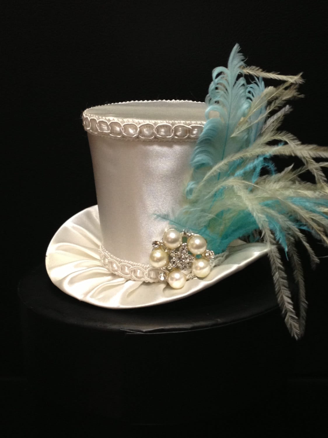 Ivory Satin Mini Top Hat for Wedding. Dress Up by daisyleedesign