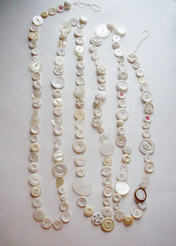 Vintage Button Garland White Ivory 9 Feet by NanNasThings on Etsy
