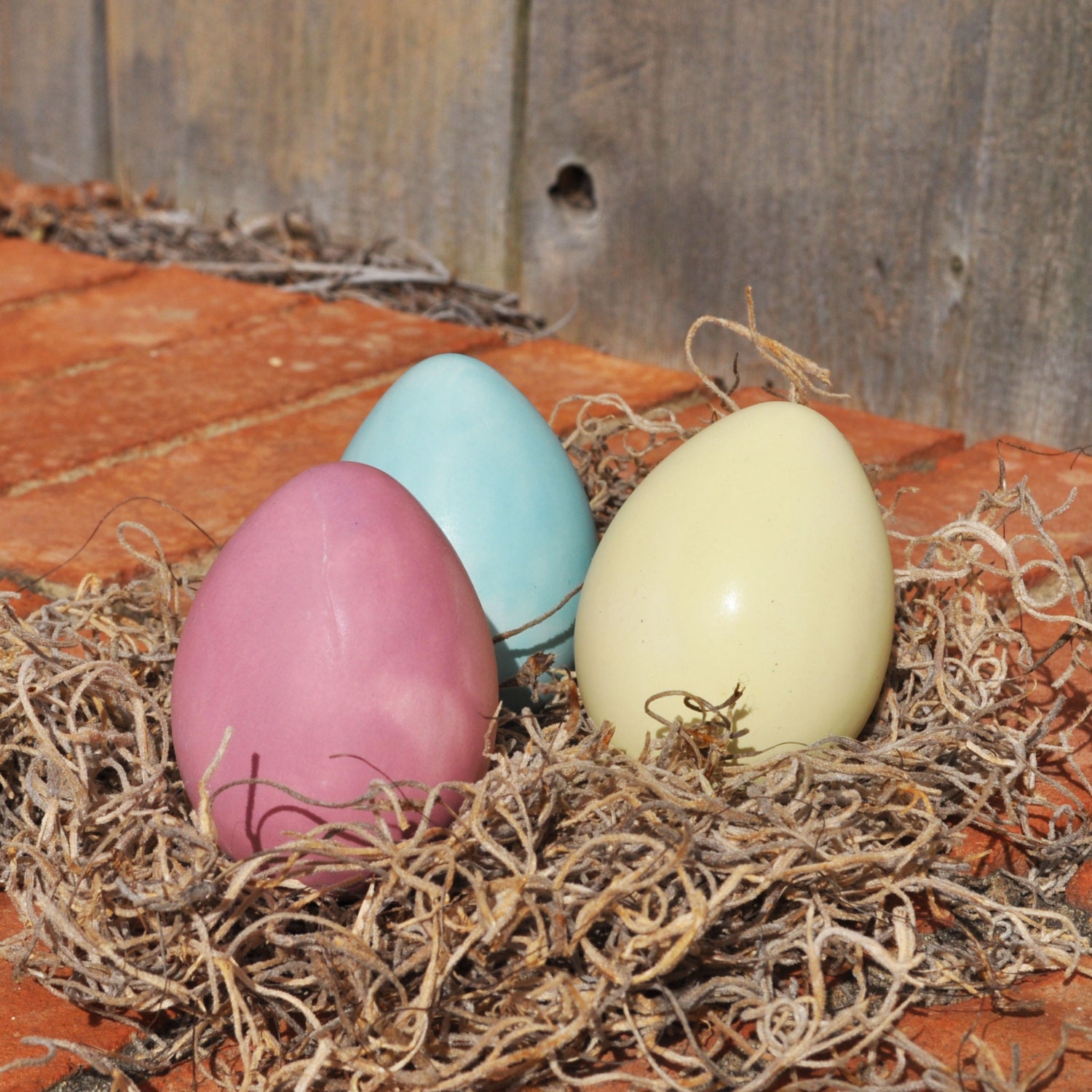 Three Glazed Ceramic Easter Eggs