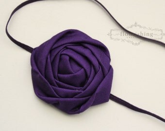 Back to Basics- DARK PURPLE Rosette headband, everyday headbands, purple headbands, newborn headbands, photography prop