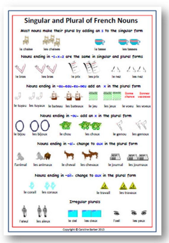 Items similar to Singular and Plural of French Nouns - Educational