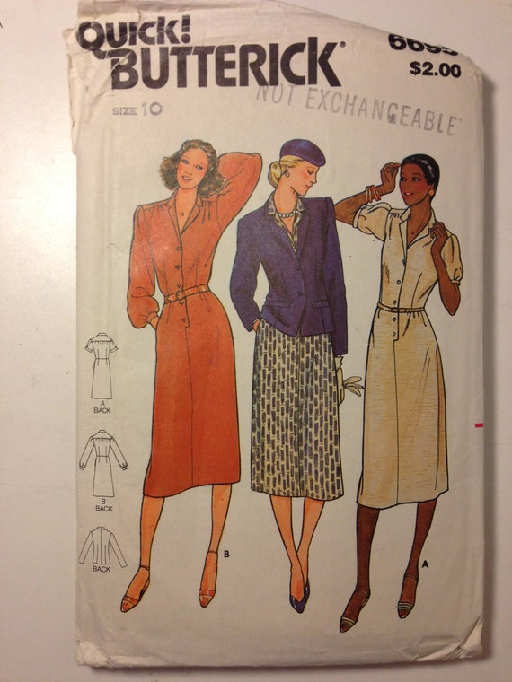 Butterick Sewing Pattern 6695 80s UNCUT Misses Jacket and Dress Size 10 Sale
