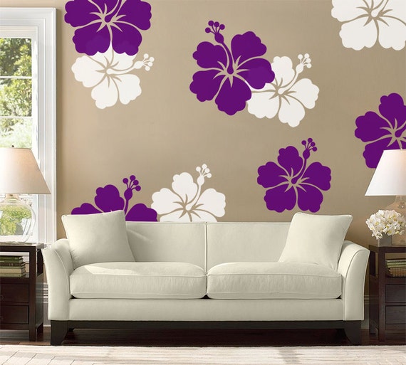 Hibiscus Flower Wall Decal Large Wall Flower Hawaiian Decal