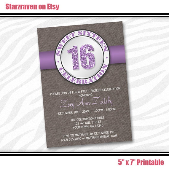 Sweet 16 Invitations Etsy 3