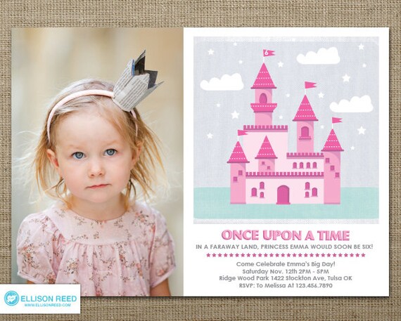 Princess Invitation - Princess Birthday - Castle - Princess Printable - Fairy Tale - girl birthday - Pink - Purple - Printable Party Il_570xn