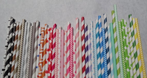 Paper Straw, 125 Pack, Pick Your Color/s Il_570xn