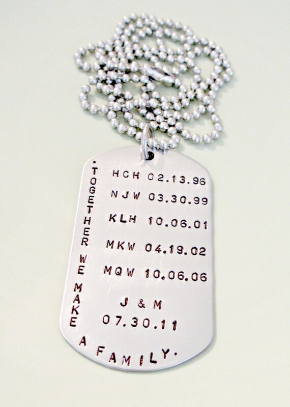 Hand Stamped Dog Tag Together We Make A Family Custom Mens