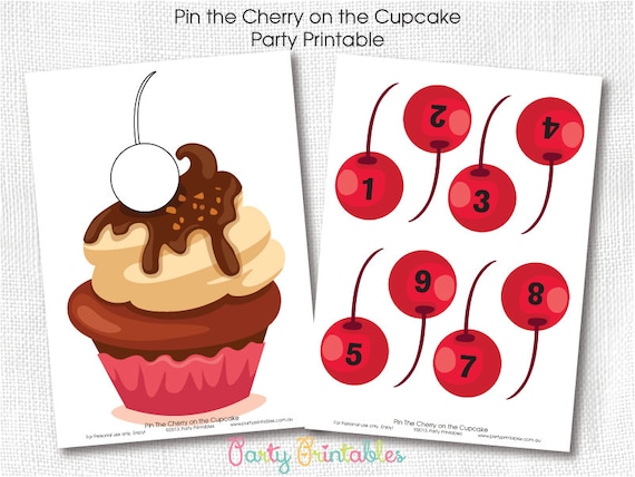 Pin the Cherry on the Cupcake Party Game-Digital File by Party ...