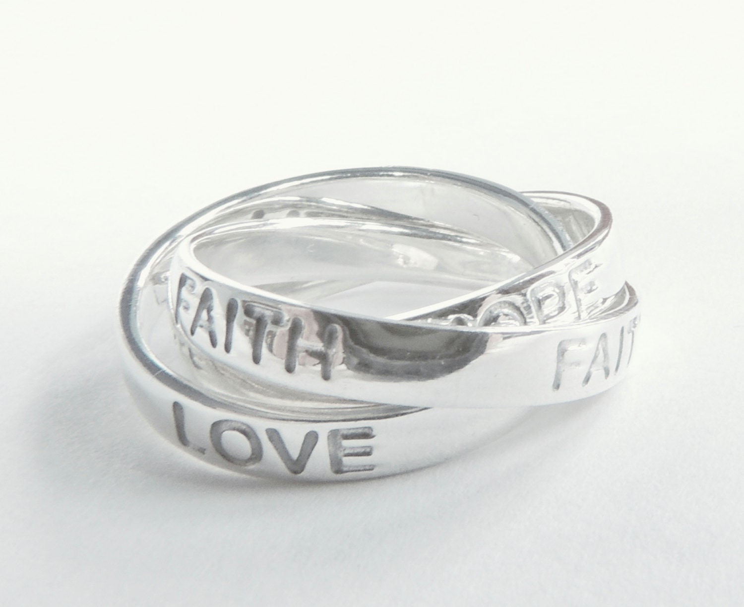 Sterling Silver Ring Jewelry Love Ring with Hope Faith Love