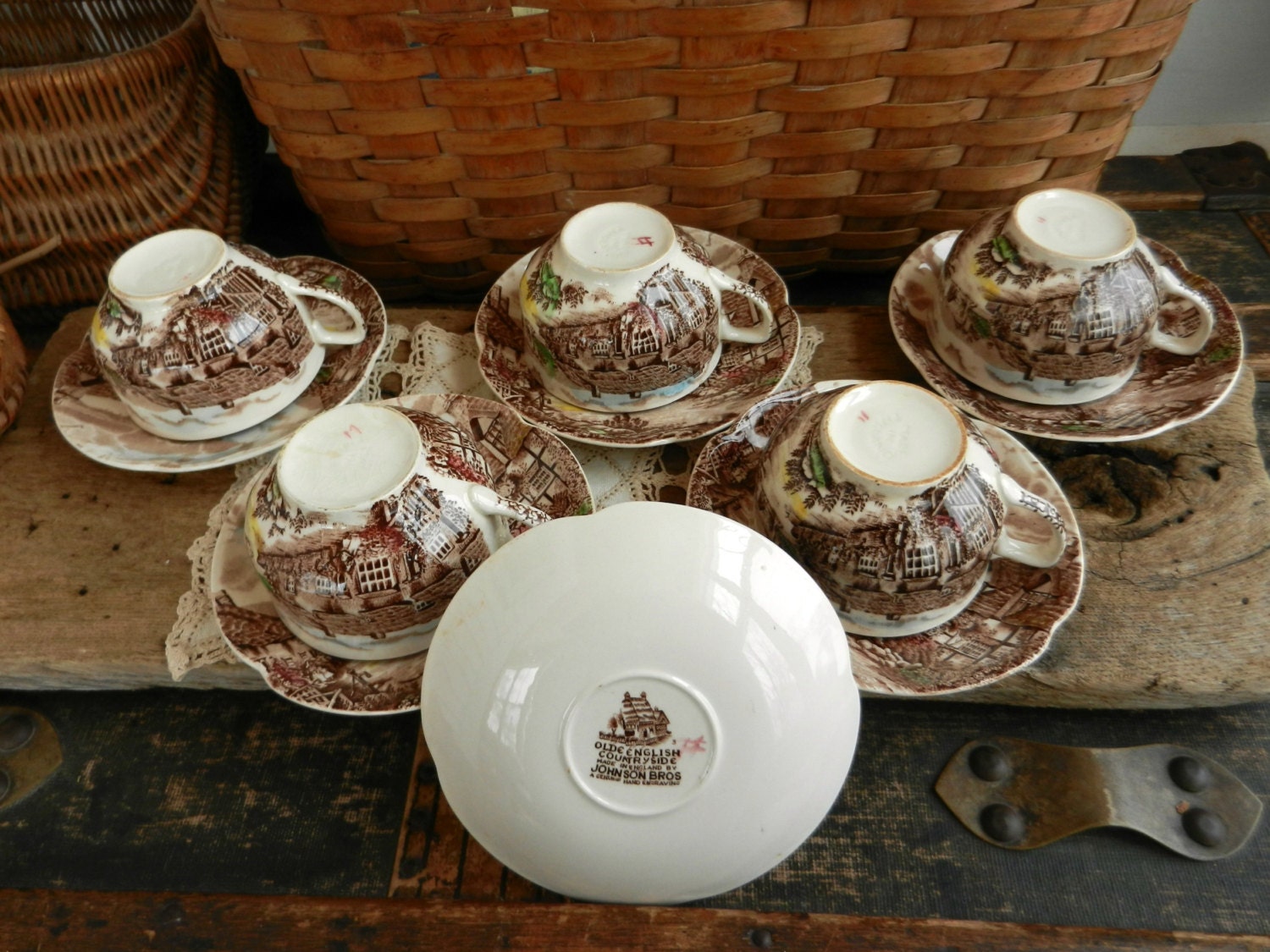 Vintage Johnson Bros Olde English Countryside Tea Cups and