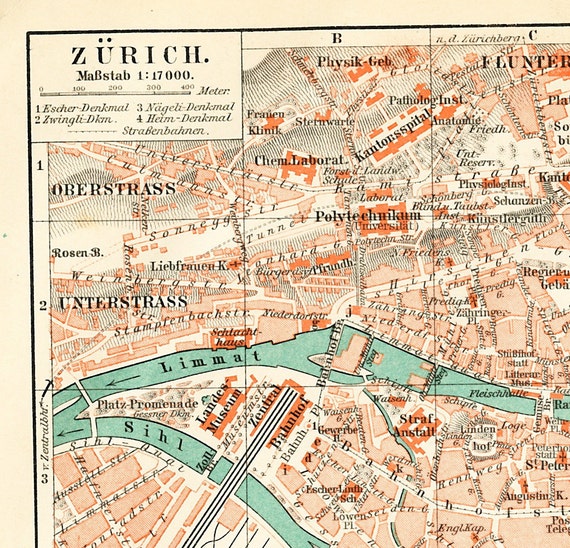 City plan Zurich Switzerland