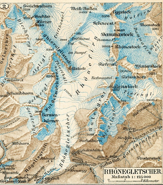 Gletscher Karte Alpengletscher 1890er Meyer's Gletscher Karte Alpengletscher 1890er Meyer's