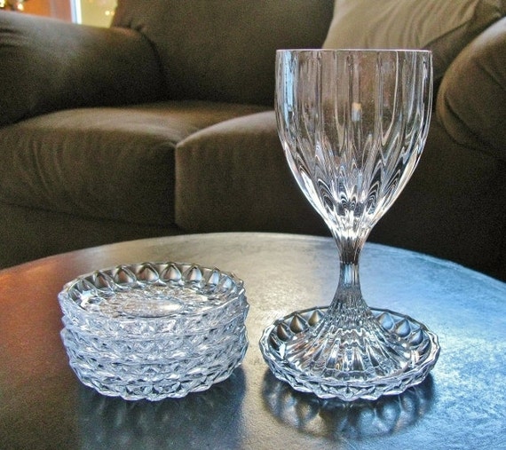 Vintage Crystal Glass Coasters by StylishLight on Etsy