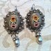Vintage 20-30's Mosaic Rose Italian 800 Silver Earrings
