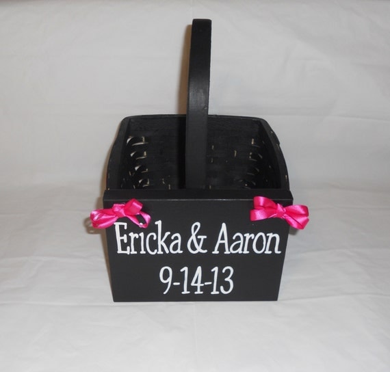 Hot Pink and Black Custom Flower Girl Basket