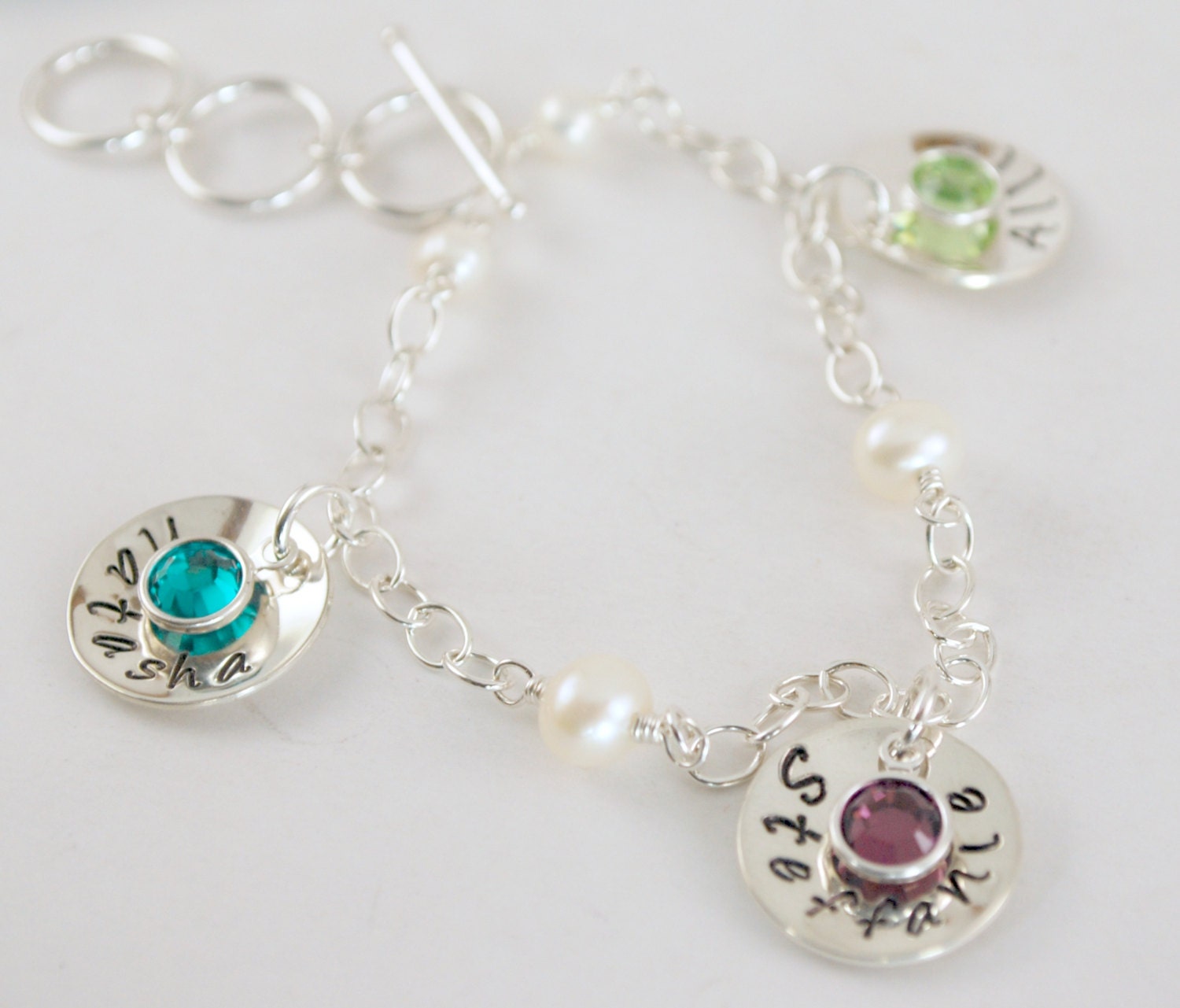 Personalized Sterling Silver Charm Bracelet with Name Charms