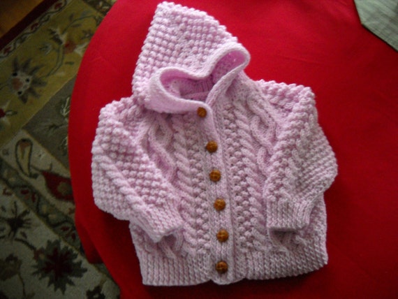 Baby Girl Irish Knit Hooded Sweater