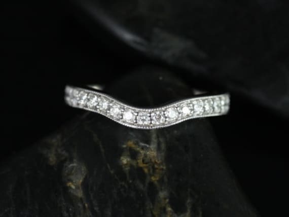 14kt White Gold Matching Band to Daria Hand Engraved Diamond Curved Band (Other Metals Available)