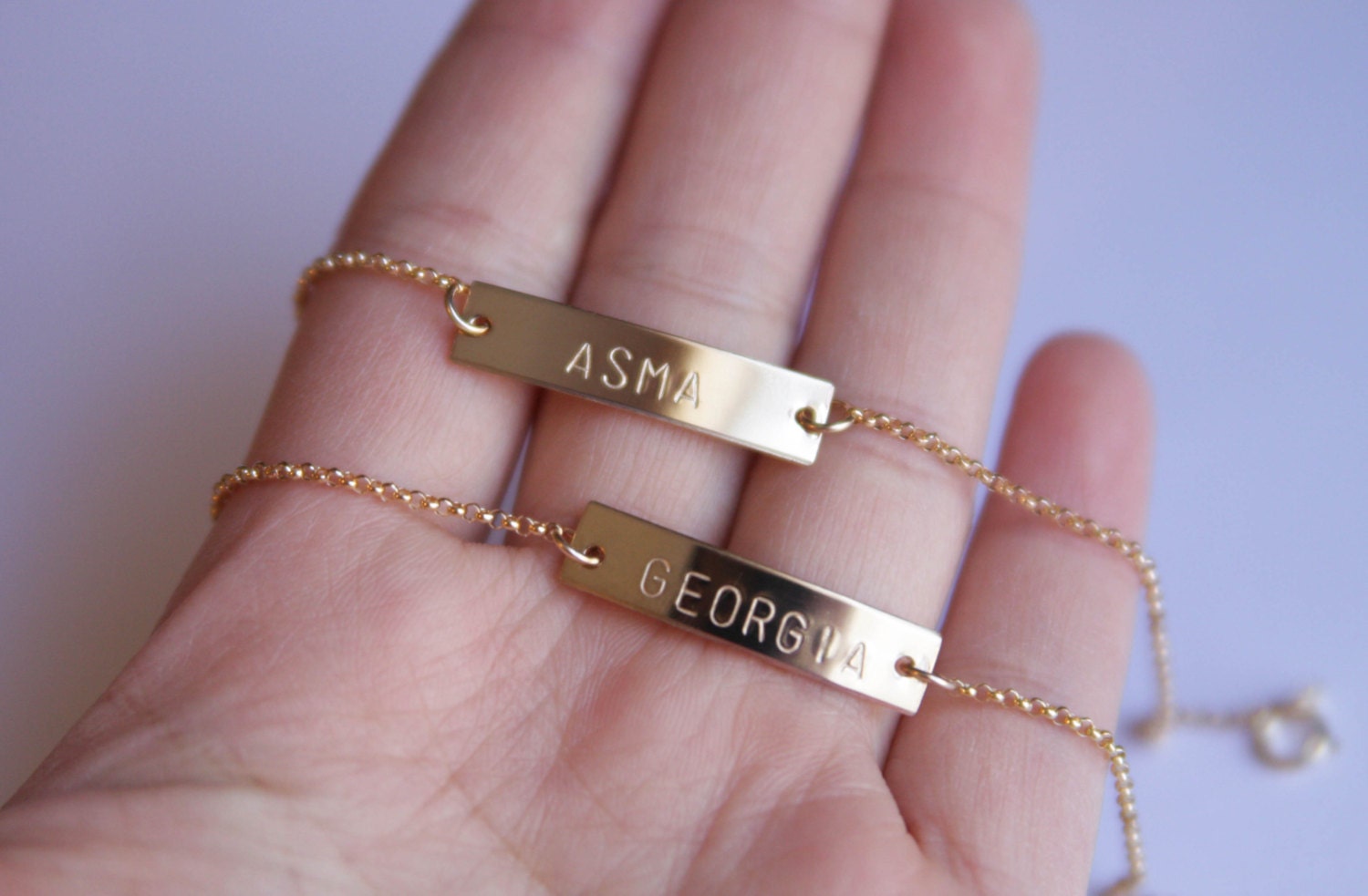 Gold initial bar necklace gold bar initial necklace gold bar