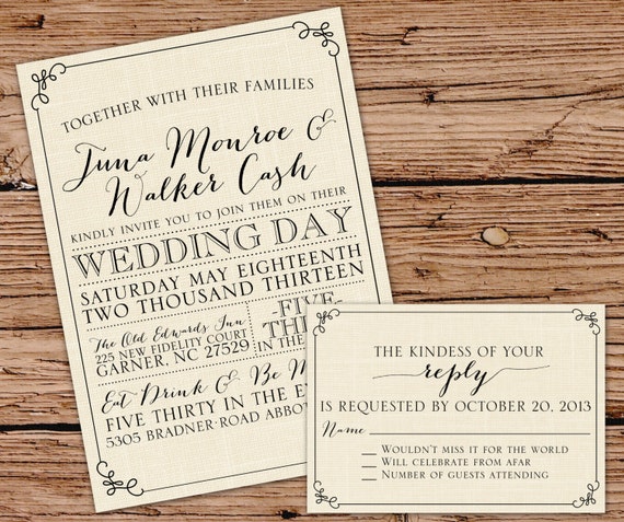 Items similar to Burlap Wedding Invitation on Etsy