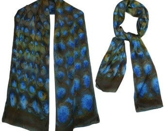 Hand-painted Crepe de China 100% Silk Scarf