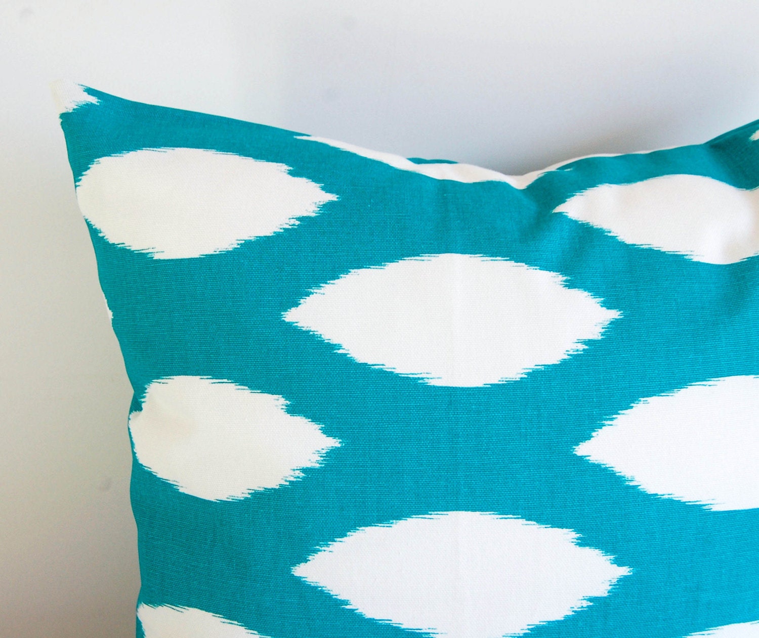 Throw pillow cover ONE turquoise Ikat turquoise pillow cover