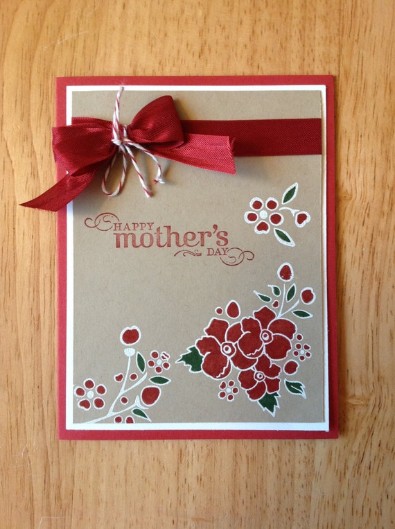 Stampin Up Handmade Happy Mothers Day Card Ruby Red