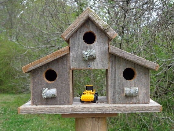 Rustic Reclaimed Cedar Birdhouse Barn