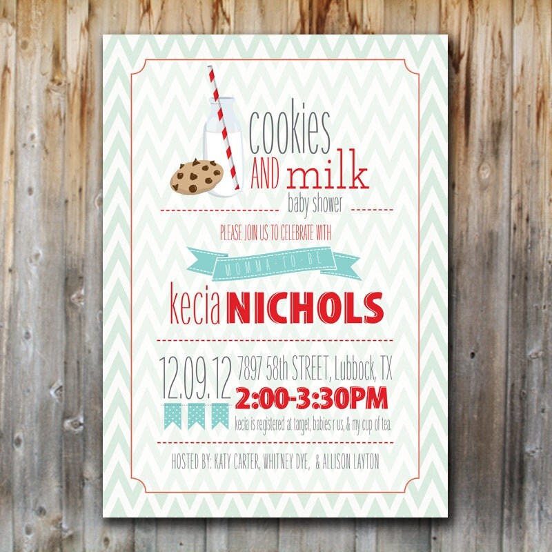 Milk and Cookies Baby Shower Invitation by madebykatydesigns