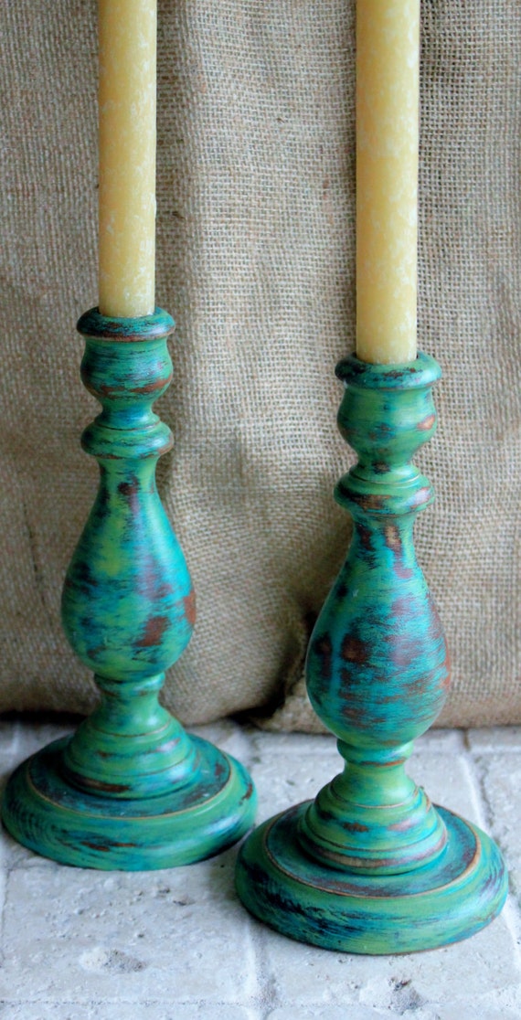 Distressed Wood Candle Holders by RevisitedConcepts on Etsy