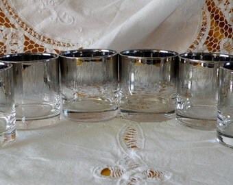 Vintage Silver Ombre Rock Glasses Set of 6