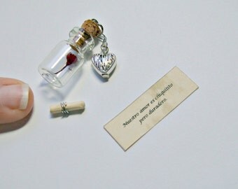 Tiny Bottle, The Tiniest Message In a Bottle You'll Ever See, Miniatures, Glass Bottle, Personalised Gift, Secret Message, Hidden Message