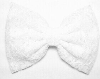 Items similar to white lace hair bow on Etsy