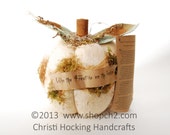 Frost is on the Punkin  - Off White Stuffed Fabric Pumpkin with Poem