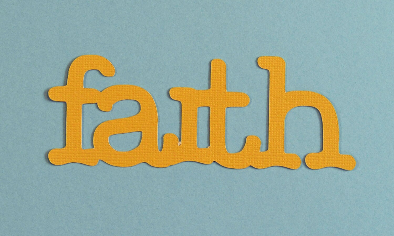 Die cut words FAITH in warm yellow set of 5 table confetti