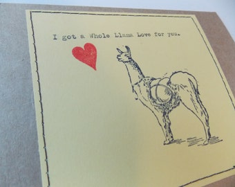 Llama Card Funny Love Card I Got a whole llama love for you card anniversary Led Zeppelin card Love card for him Music lover card love card