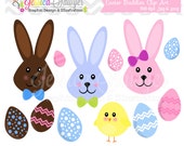 CLEARANCE, easter bunny clipart, easter egg clip art, chocolate bunnie, bowtie, chick graphic, for commercial use Il_170x135