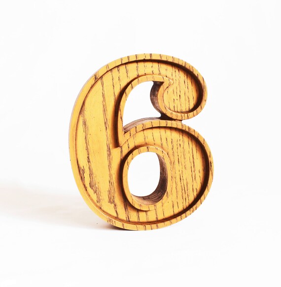 Number 6 Plastic Wood like Finish Number 6 Vintage Number 6