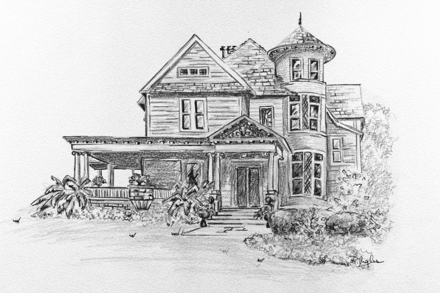 Custom House Drawing for 1st Anniversary Gift Custom Home