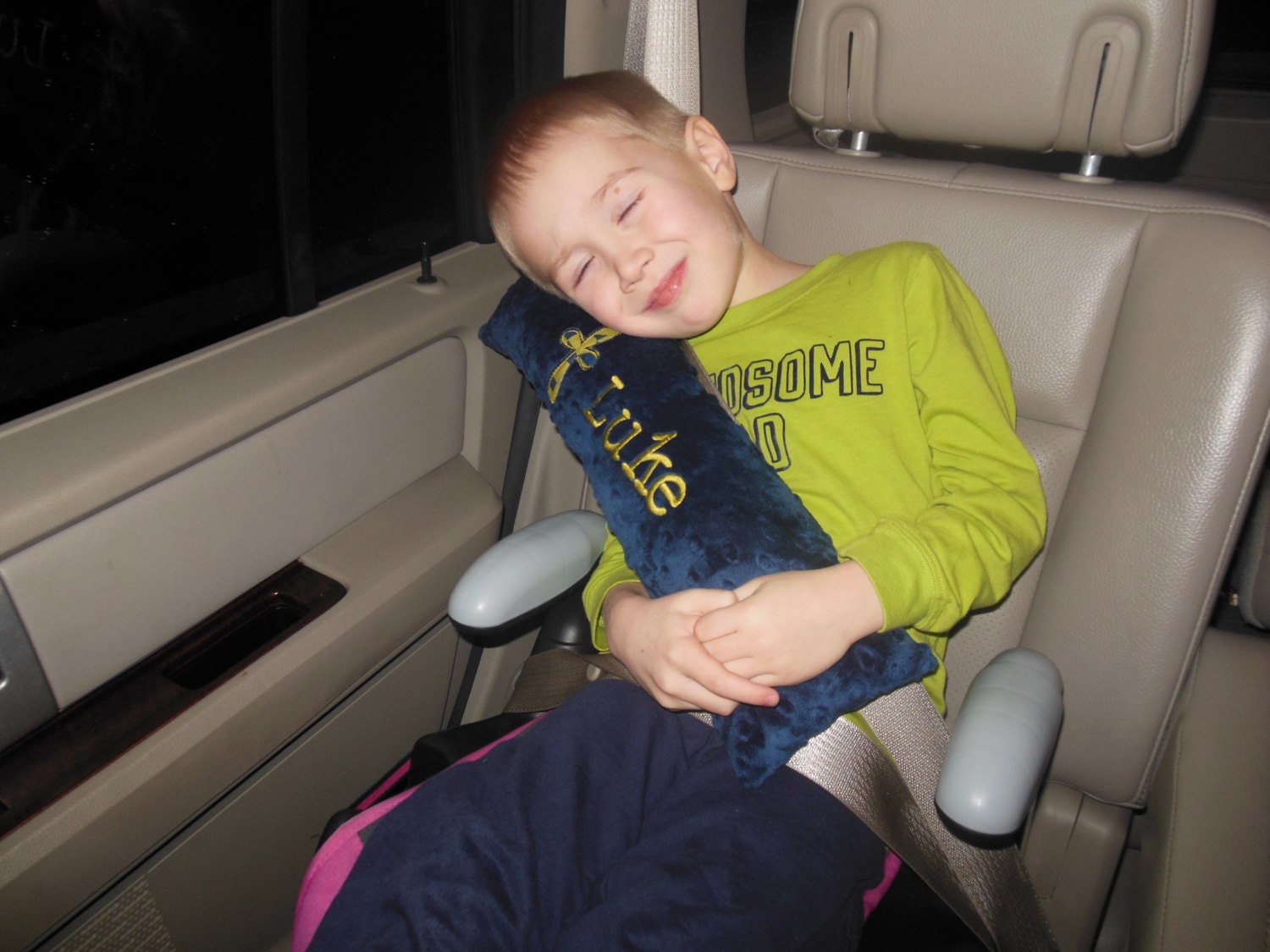 Personalized Seat Belt Pillow with Cross Design