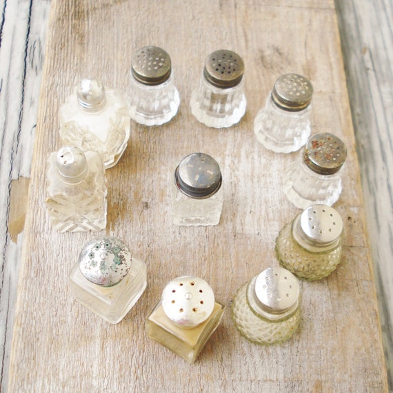 Vintage Mini Salt and Pepper Shakers Set of 9 by AlegriaCollection