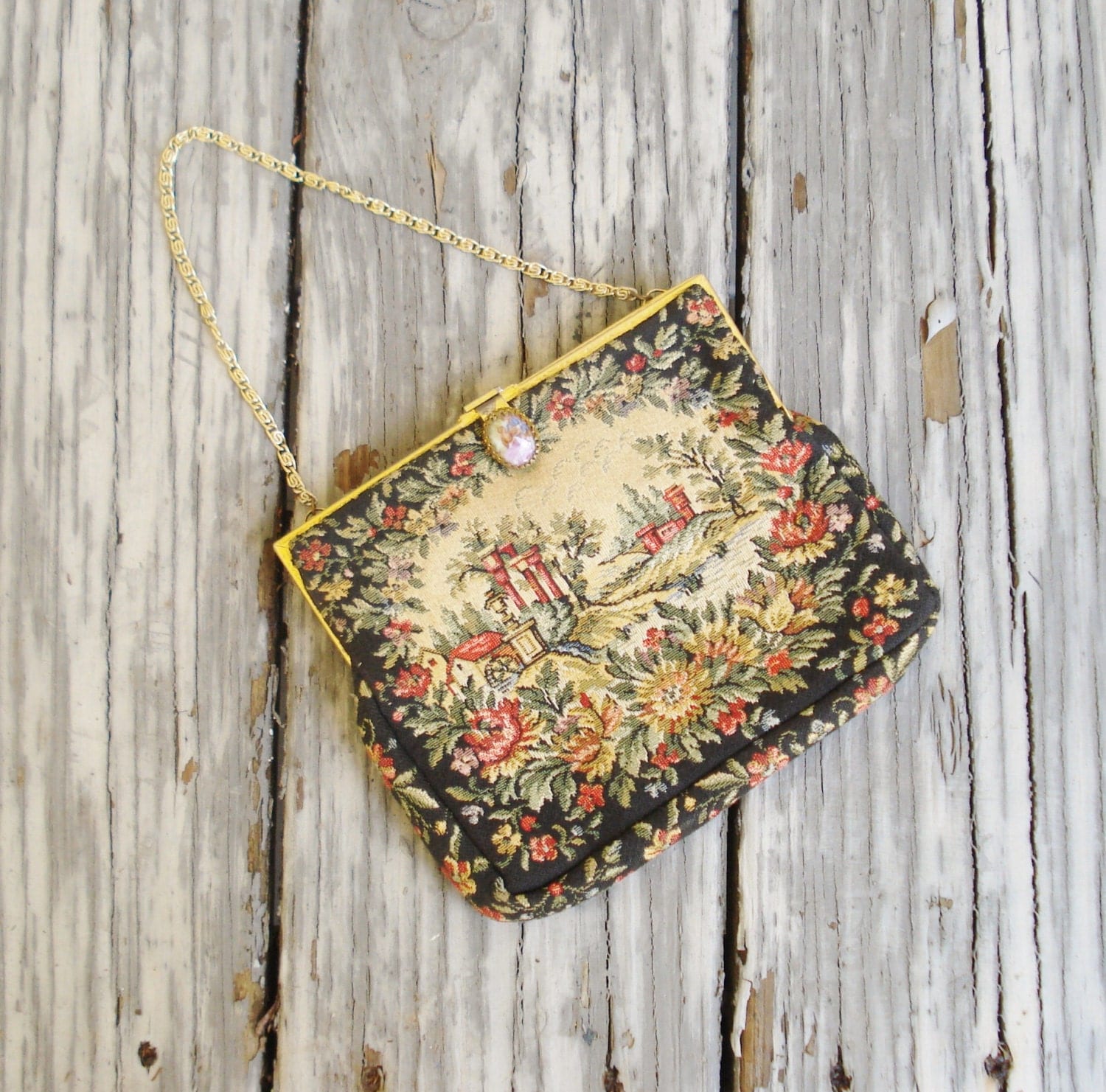Tapestry Bag / Vintage Tapestry Bag / French by AlegriaCollection